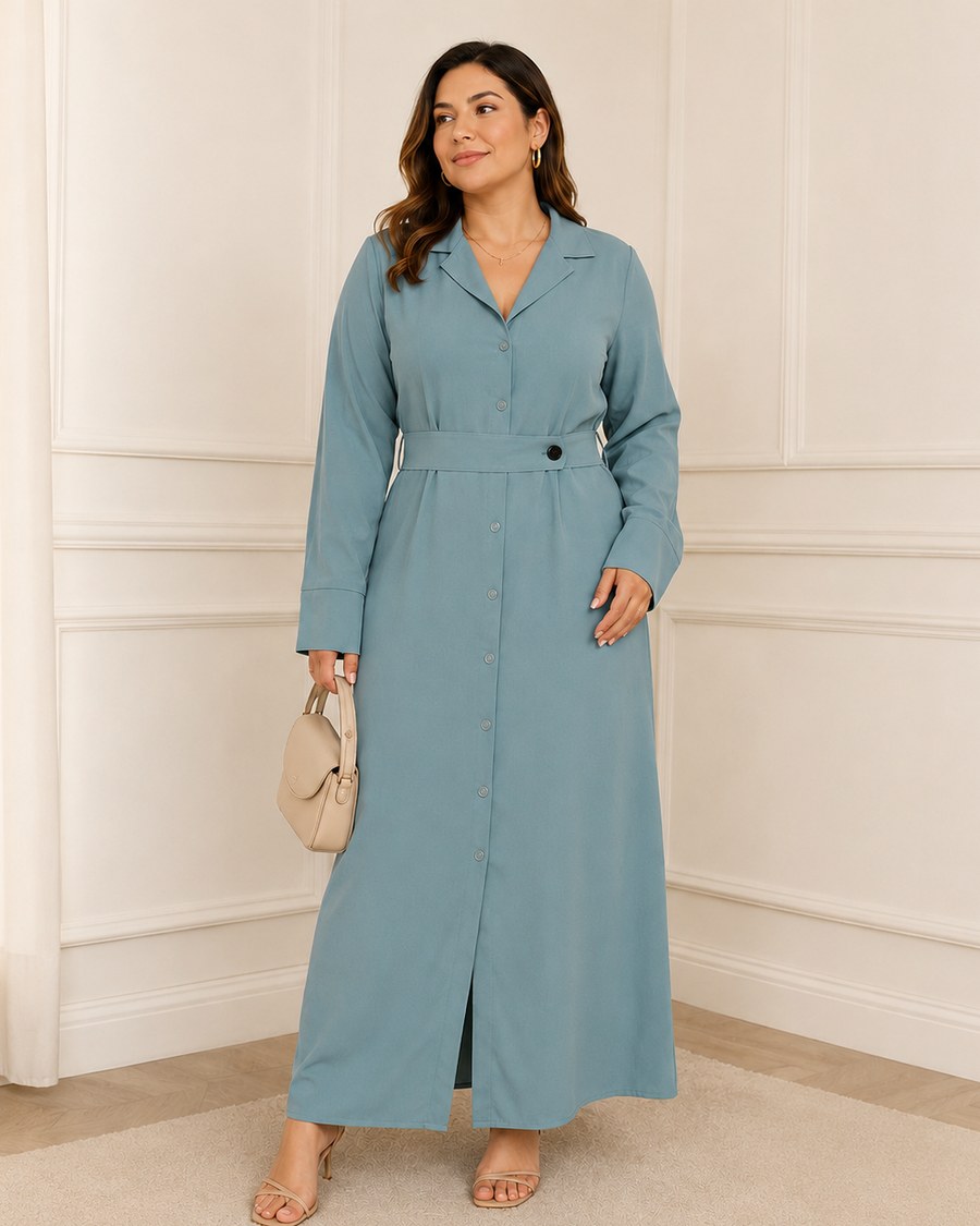 Vestido chemise azul claro