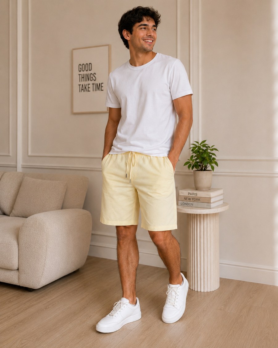 Bermuda masculina amarela