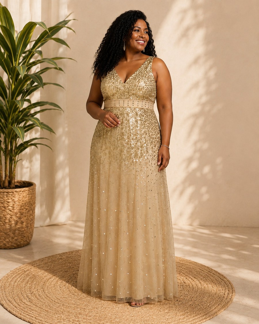 Vestido de festa champagne
